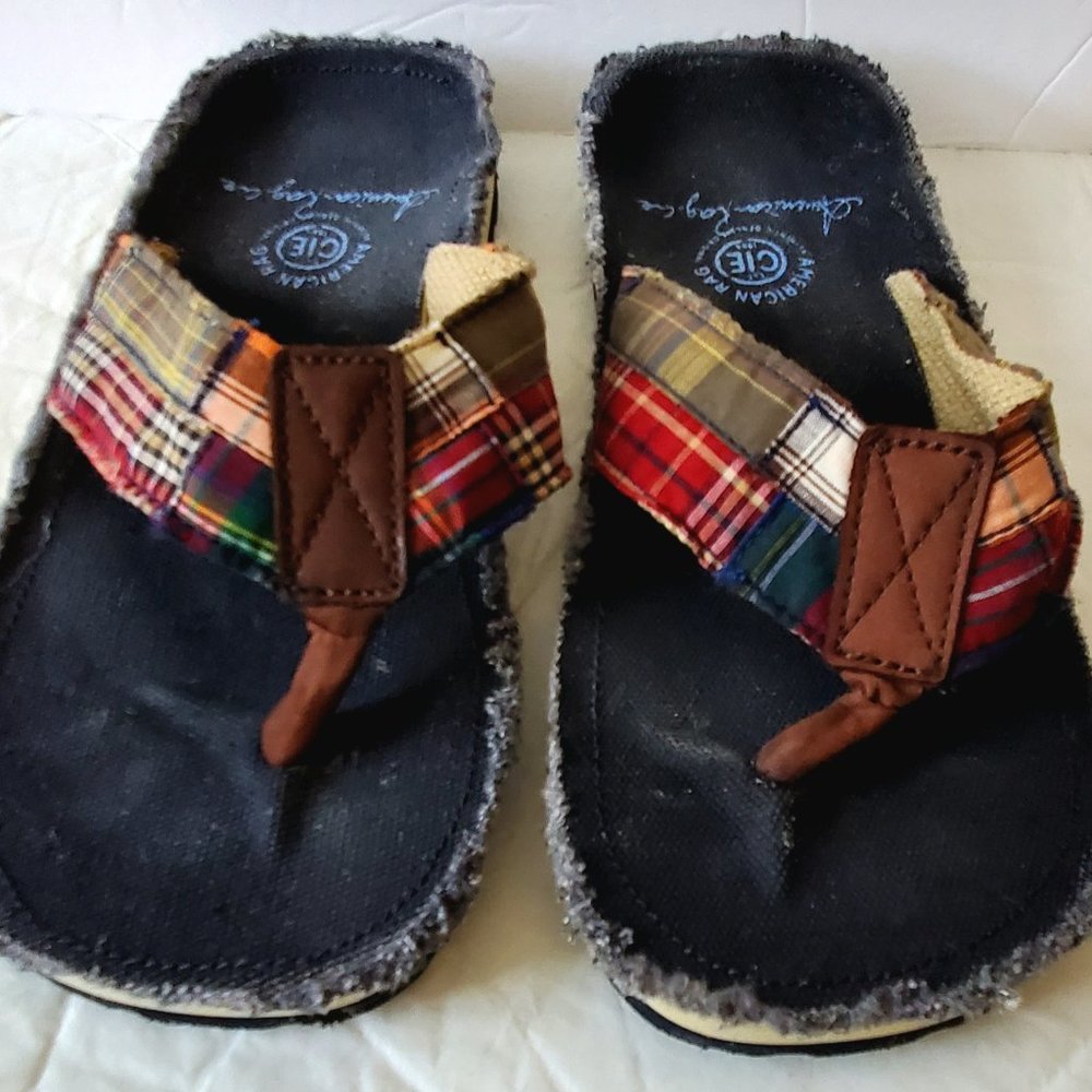 American Rag Paisly Plaid Flip Flops
